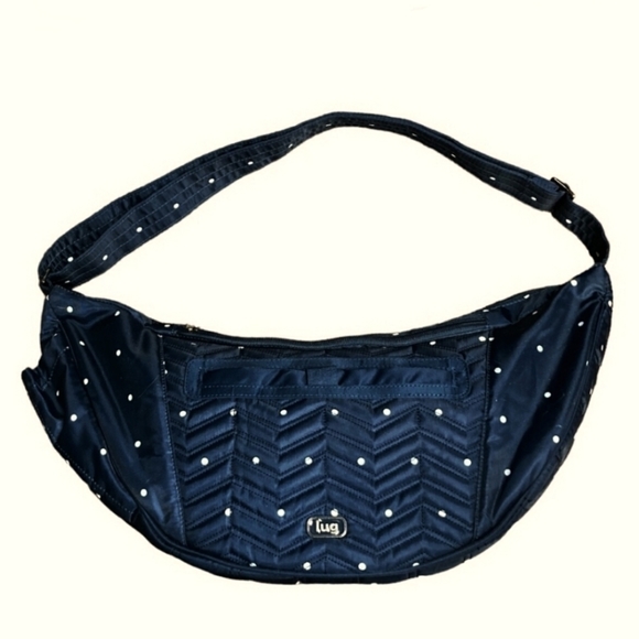 lug Handbags - Lug Boomerang Navy Dot Sling, Travel Bag NWT
